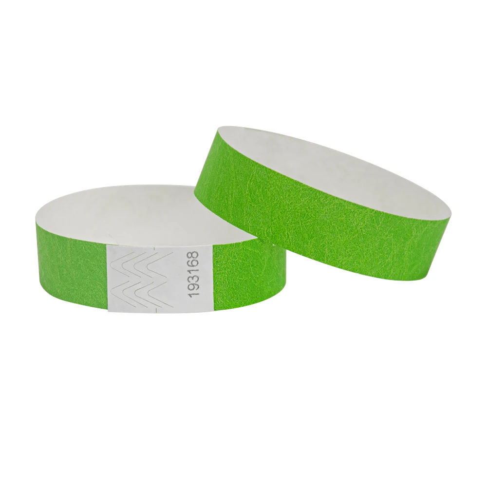 Solid NEW Green Color 3/4 inch Tyvek Wristbands with Series Numbers, ID Wristbands for Party Events, 500 Pieces