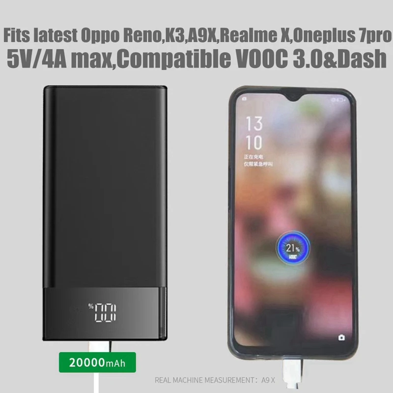 

20000mah Power Bank Charger Vooc Dash 5V 4A Powerbank for Oppo R17 R15 R11 Reno K3 A9X Oneplus 7 Pro Oneplus 6T 6 5 Fast Charger