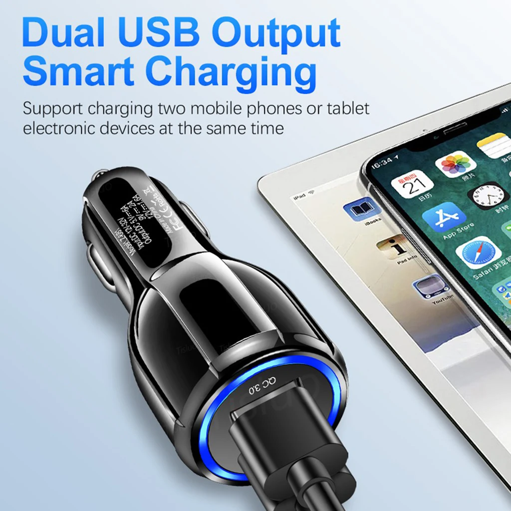 Fast DC 2 USB Port Adapter Car Charger Motorcycle Scooter Phone Power Supply