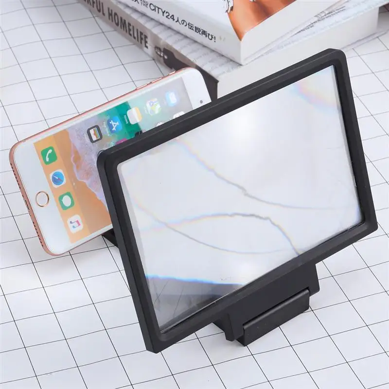 Universal Screen Magnifier Cell Phone HD Movie Video Amplifier with Foldable Holder Stand(Black