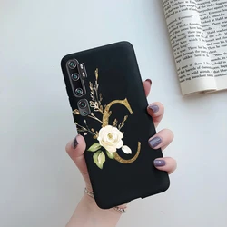Cute Silicone Back Cover with Letters for Xiaomi Mi Note 10 Series (Black-C)