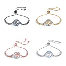 Дропшиппинг pulseira mujer moda прозрачный Кристальный Золотой шарм браслеты DIY для женщин Древо жизни регулируемый браслет ювелирные изделия