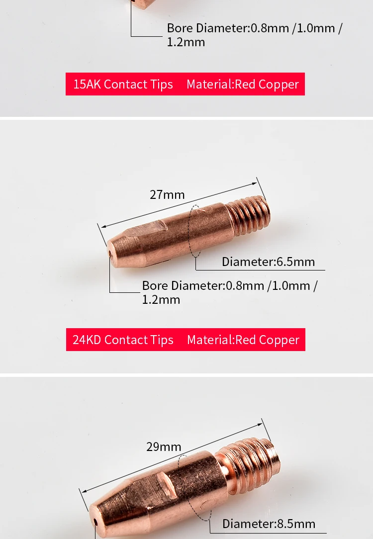 20 шт 24KD Контактный наконечник CuCrZr MIG сварочный фонарь/пистолет расходных материалов 0,8/1,0/1,2 мм сварочные наконечники для Европейский Стиль MIG MAG сварочный фонарь