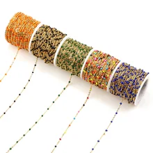 Width2mm Нержавеющая сталь кабель цепочка с эмалевой подвеской оптом синий/черный/белый/красный/фиолетовый звено цепи Цепочки и ожерелья материалы для самостоятельного изготовления украшений оптом