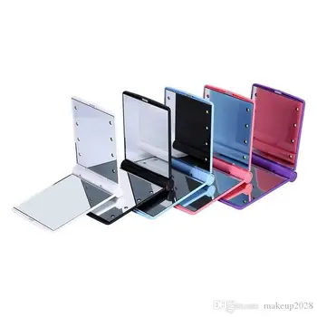 

Makeup Mirror LED Light Mirror Desktop Portable Compact 8 LED lights Lighted Travel Make up Mirror Free DHL