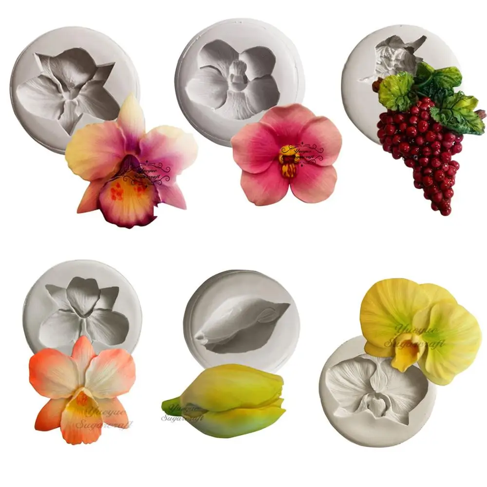 Gumpaste Mold Clay-Mould Cake-Decorating-Tools Orchid Flower-Grape Chocolate Yueyue Sugarcraft
