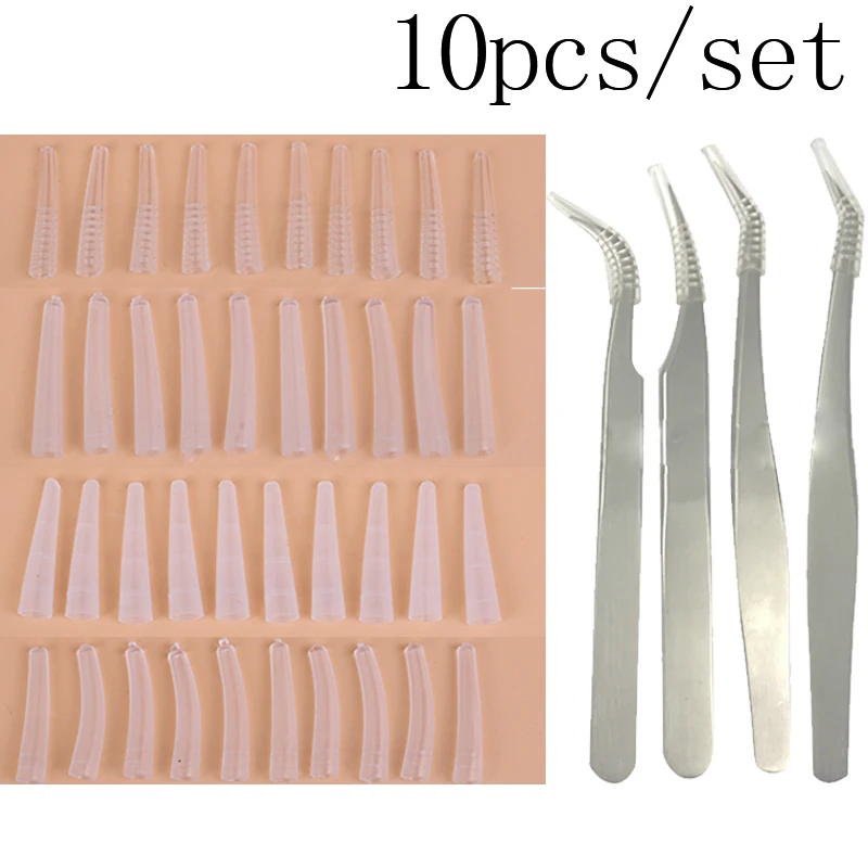 10Pcs Grafting Eyelashes Tweezers Protective Cover Silicone Covers Tips Protect Cases 4 Styles Auxiliary Tool | Красота и здоровье