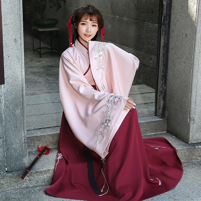 Hanfu Женская китайская одежда для народных танцев костюмы древней династии Тан китайские топы Юбки традиционная одежда для выступлений DN4132