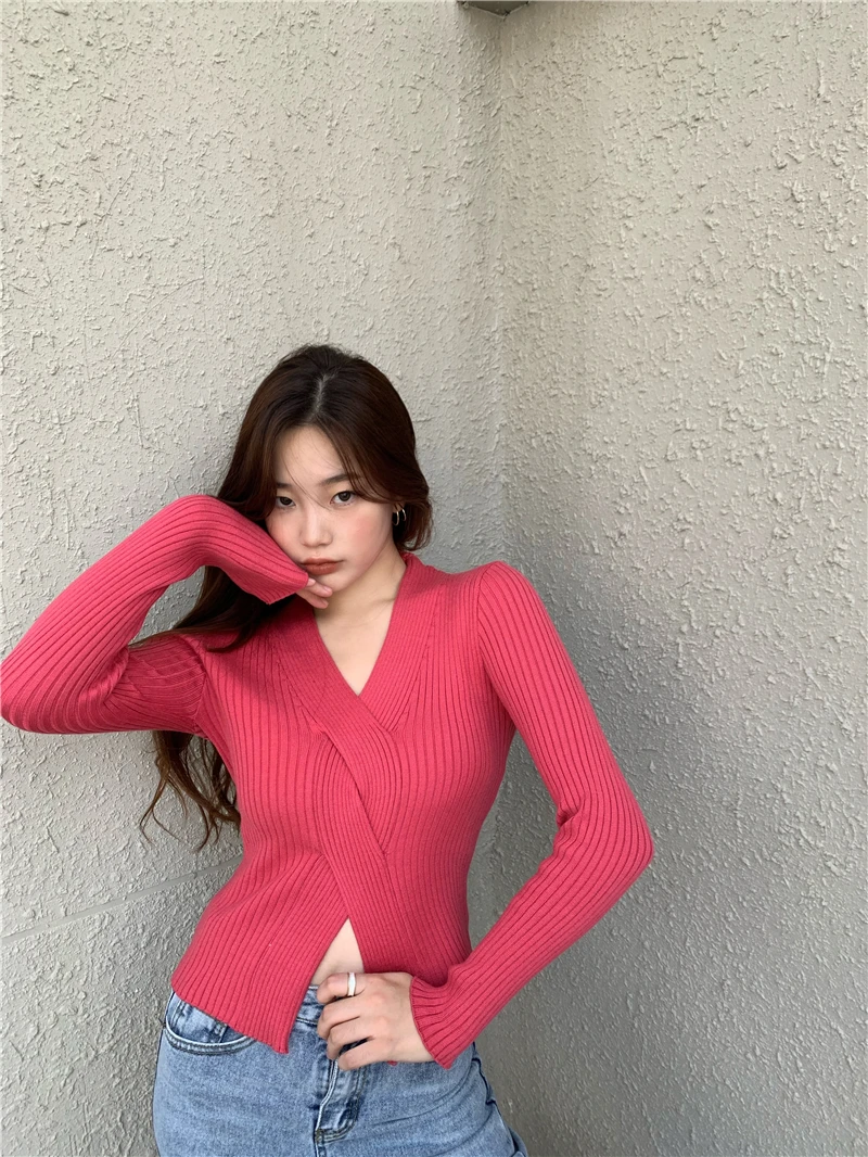 Ppshd Vintage Winter Cored Yarn Thickened Knitting Cross Exposed Navel Knitted Top | Женская одежда