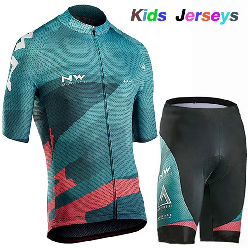 NW велосипедная майка для детей летняя одежда для велоспорта для мальчиков комплект дышащей спортивной одежды для гонок Mtb велосипедные майки зеленая велосипедная форма