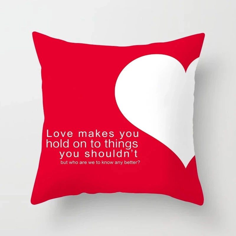 Valentine's Day Gifts Heart Love Red Lips Print Decorative Pillowcase Polyester Cushion Cover Throw Pillow Sofa Decoration