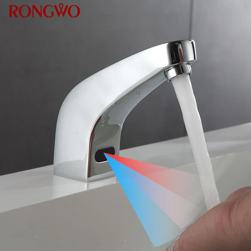 

Смеситель с датчиком RONGWO, Автоматический Бесконтактный кран для ванной комнаты с инфракрасным датчиком, для крепления на раковину