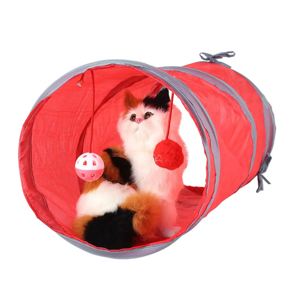 Складной Кот туннель игрушка играя трубка игрушка для домашних животных W/колокольчик плюшевый шар забава