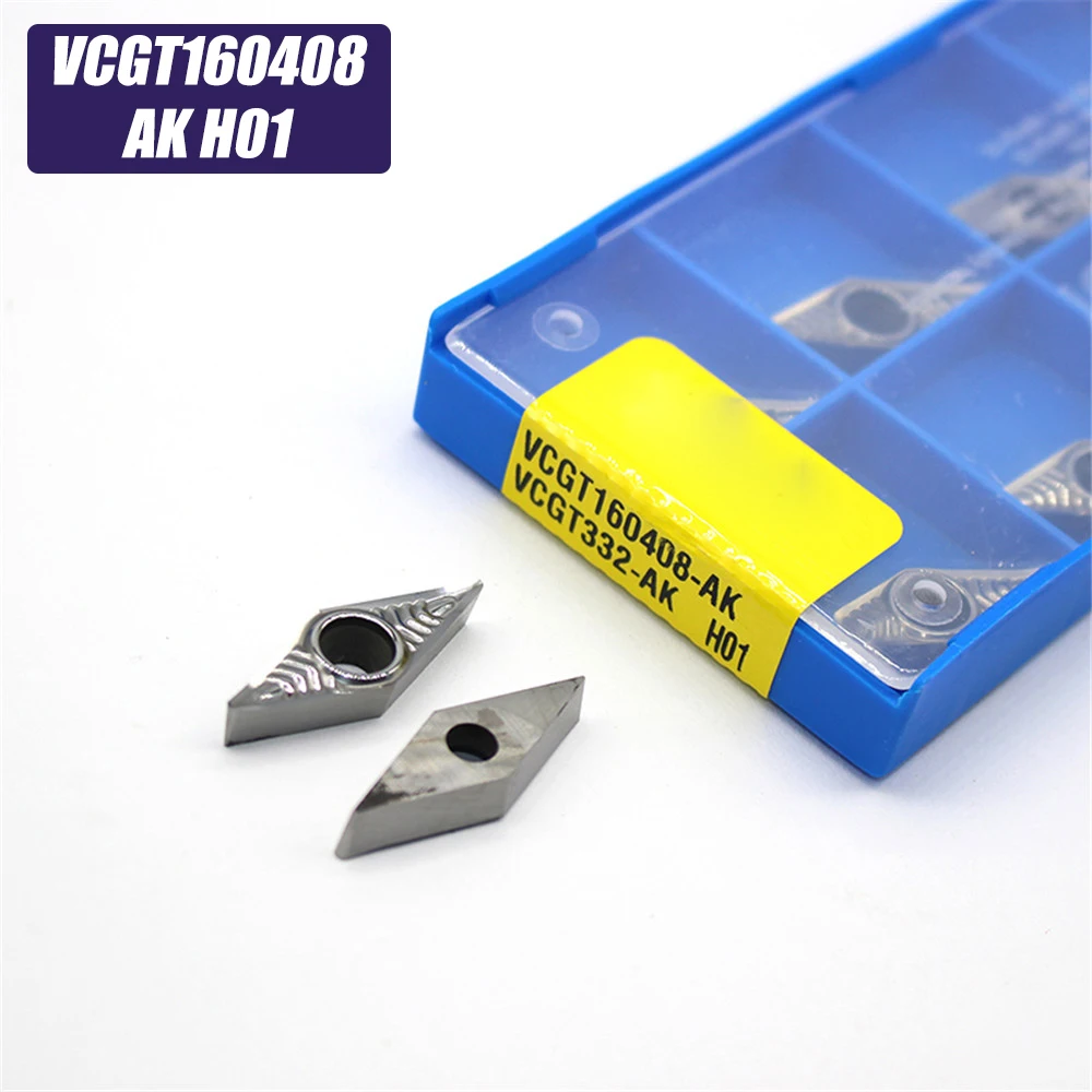 10 шт. VCGT160408 AK H01 VCGT 160408 алюминиевый резак лезвие вставка для режущего инструмента токарный инструмент с ЧПУ Инструменты AL+ оловянный сплав дерево
