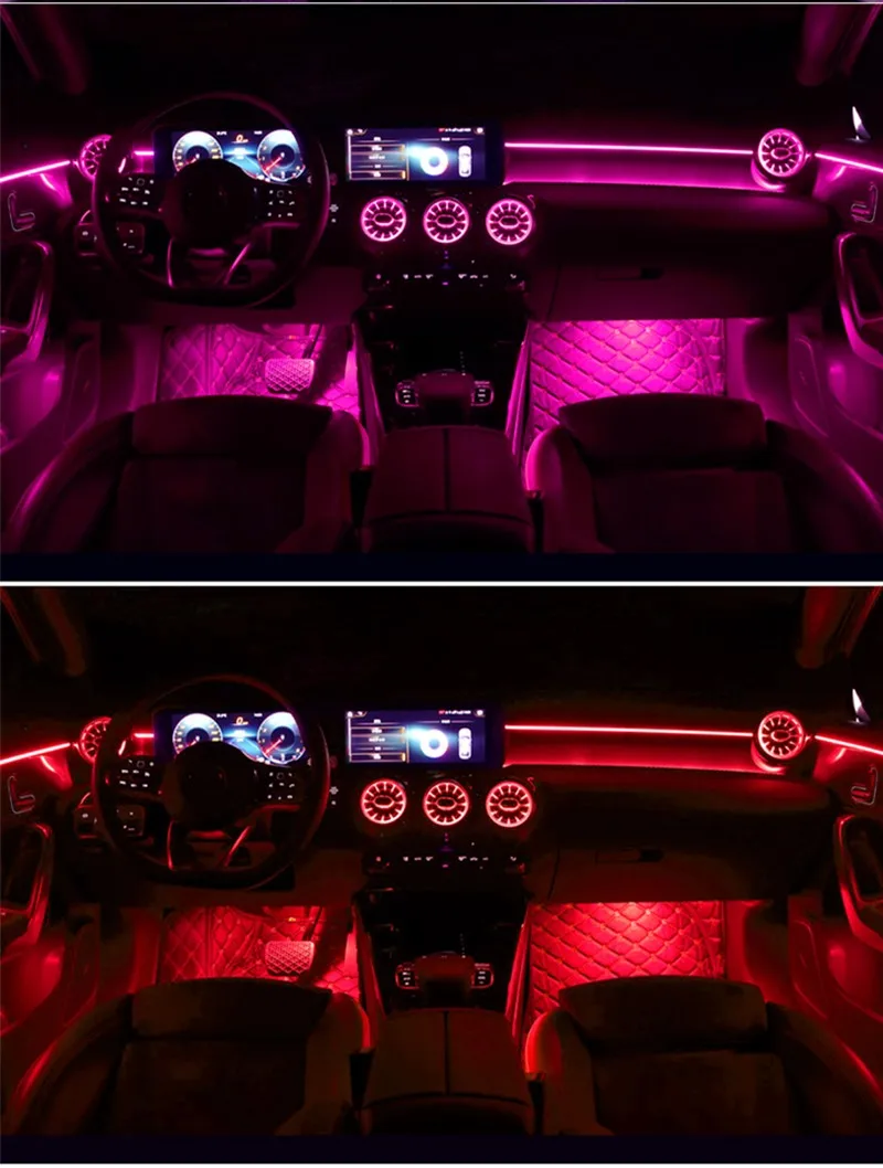 Новинка! Luz de aire acondicionado para turbina W177, salida de aire светодиодный, 64 цвета luz ambiental para-2020Mercedes Benz Clase A