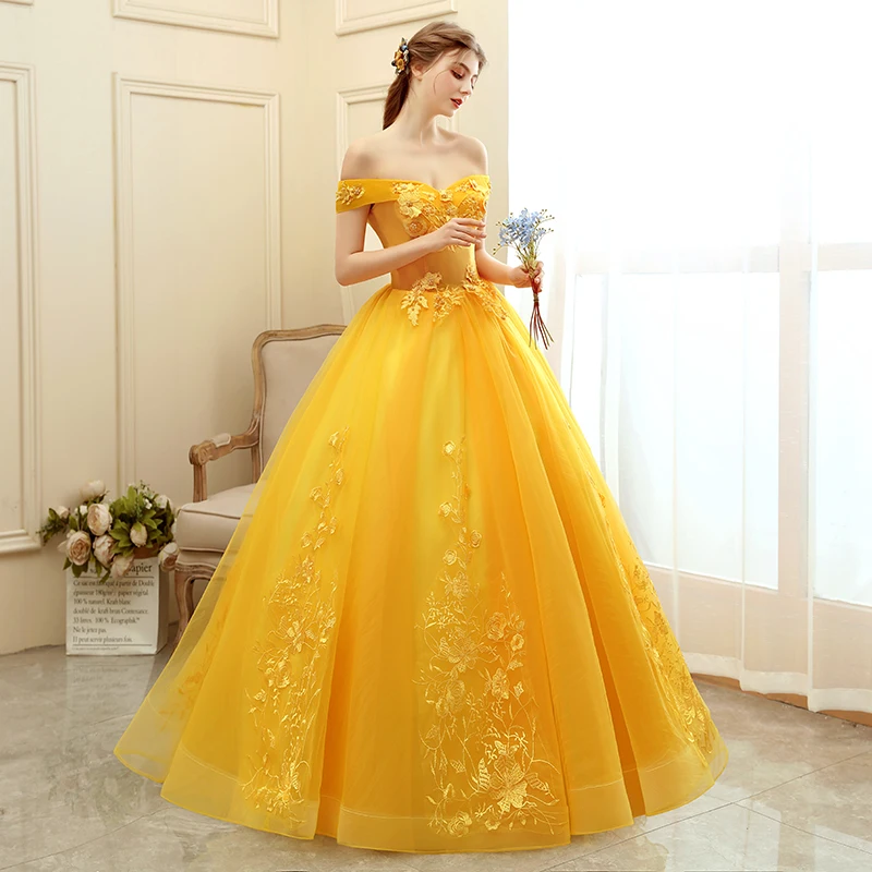 Quinceanera Dress 2024 New Prom Dress Yellow Ball Gown Sweet