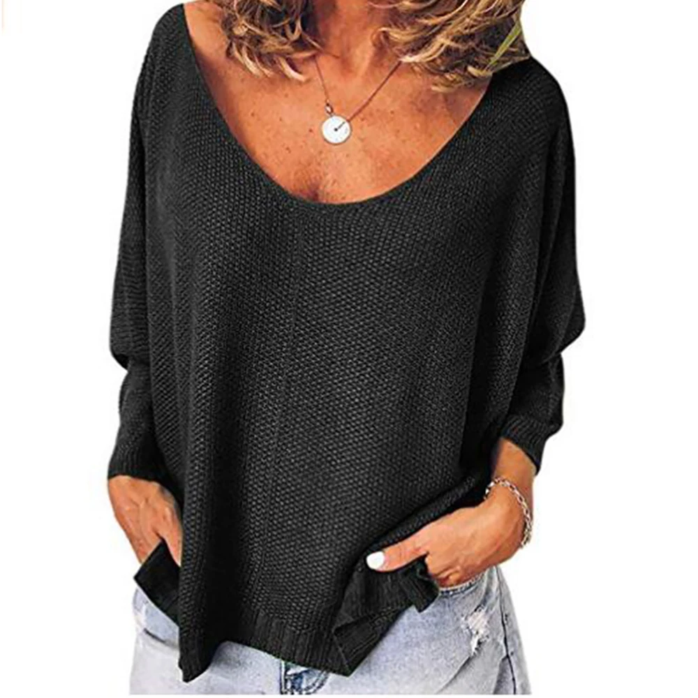 

Oeak Women's autumn and winter sweater pullover long-sleeved V-neck pullover solid color sweater women's clothing 2019
