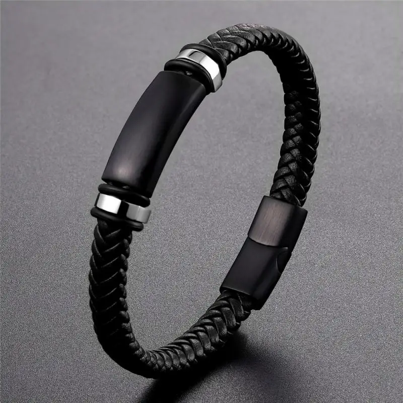 Woven Leather Bracelet for Men Rope Chain Magnetic Clasp Bangle Classic Fashion Jewelry Gift | Украшения и аксессуары