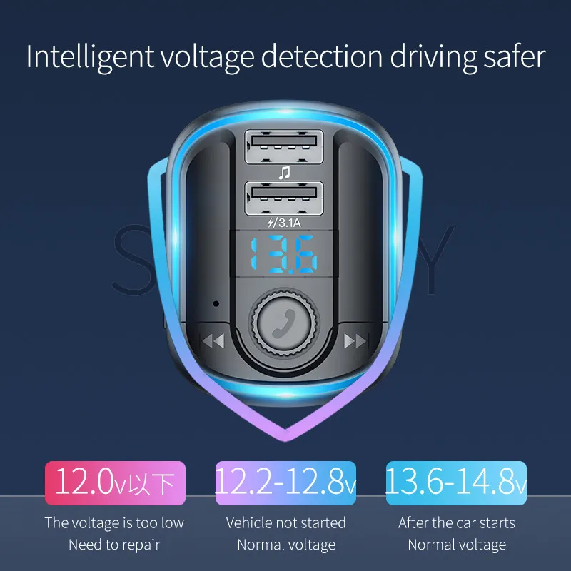 Автомобильный fm передатчик с приемником Bluetooth 5 0 mp3 плеер светодиодный