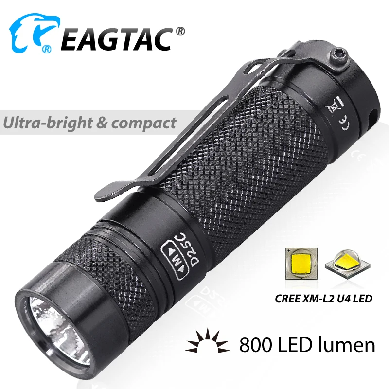 EAGTAC D25C супер мощный светодиодный фонарик 800LM портативный мини-фонарь ультра яркий фонарь для повседневного использования
