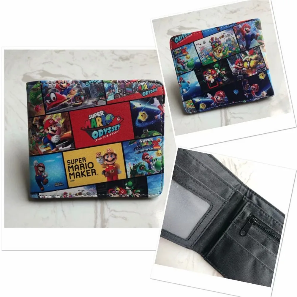 Мультфильм Супер Марио двойной кошелек с монета Карманный с отделениями для карт держатель кошелек мужской короткий кошелек студенческий подарок