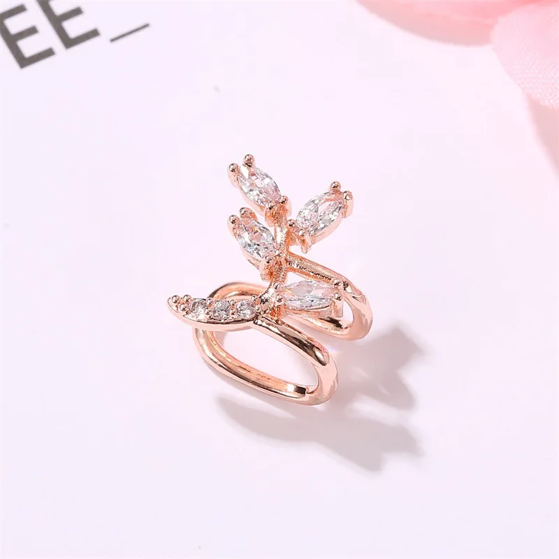 2020 Fashion Vintage Clip on Earrings Crystal Leaf Ear Cuff Non Pierced Earrings Ring New Fashion Women Earrings Earcuff Jewelry