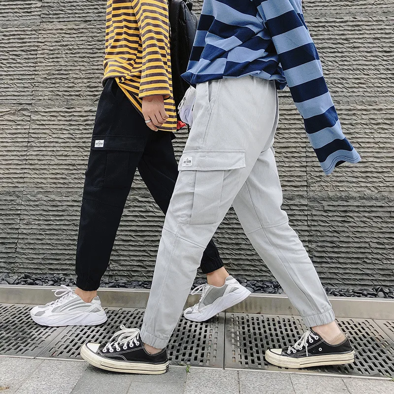 

2019 Autumn New Style Hong Kong Style INS Multi-pockets Bib Overall Beam Leg Harem Pants Trousers Men's K181 P48