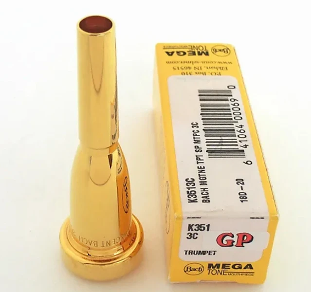 Megatone mouthpiece for pipe, size 3C, gold plated, Bach k3513cgp