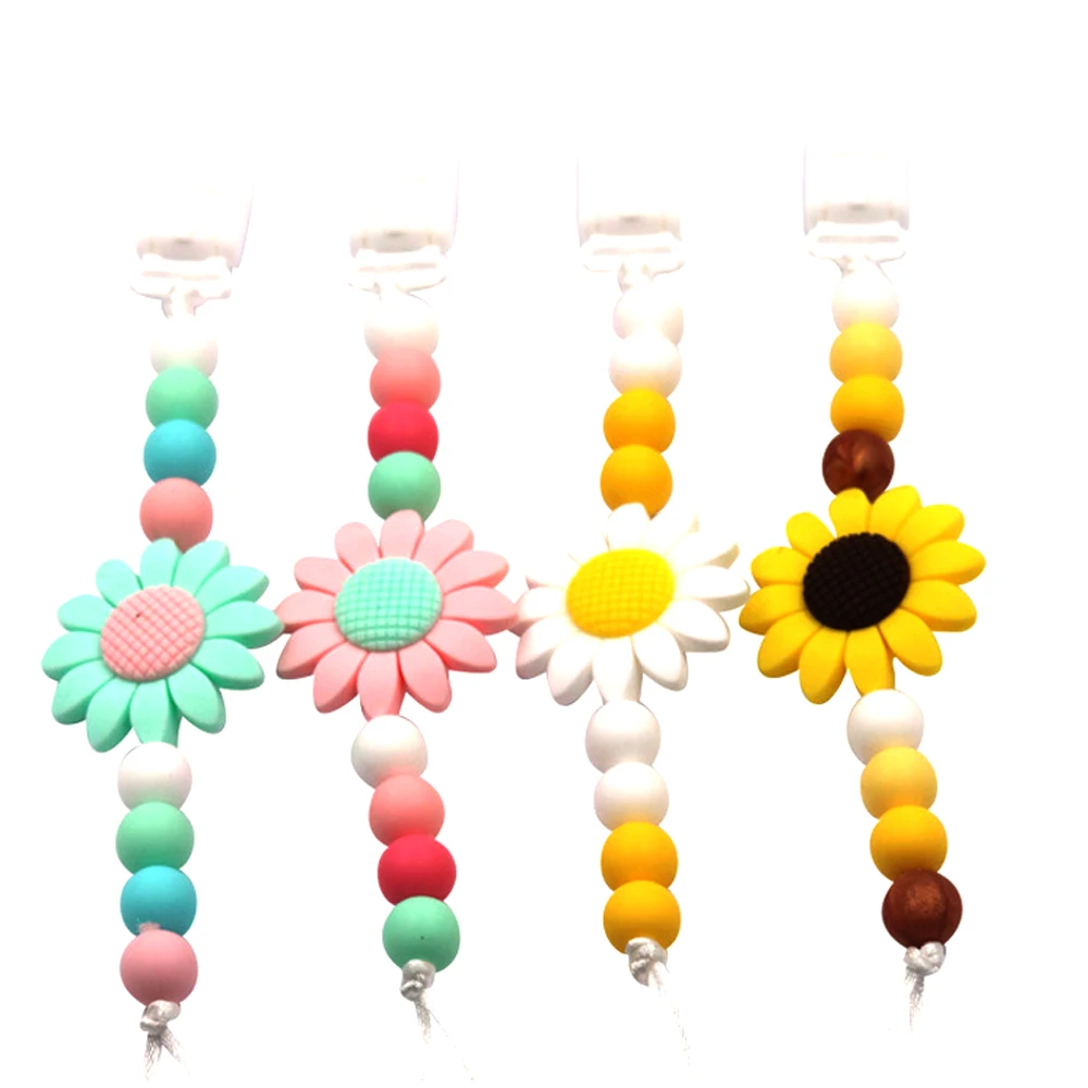 

Baby Teether Pacifier Chain Made For Silicone Beads With chrysanthemum Colorful Beads Loose Beads For Baby Nursing Toys