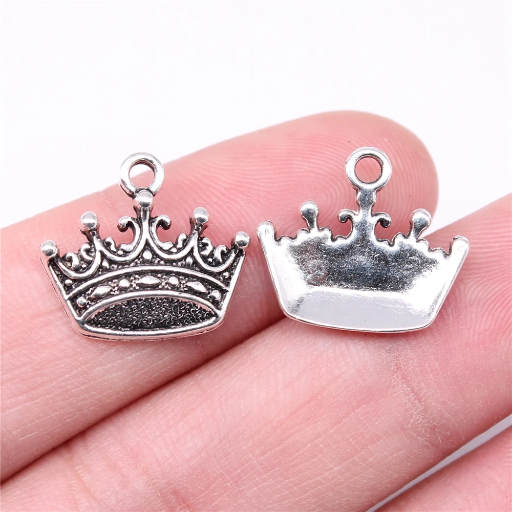 

WYSIWYG 20pcs Charms 18x16mm Crown Charms For Jewelry Making DIY Jewelry Findings Antique Silver Color Alloy Charms Pendant