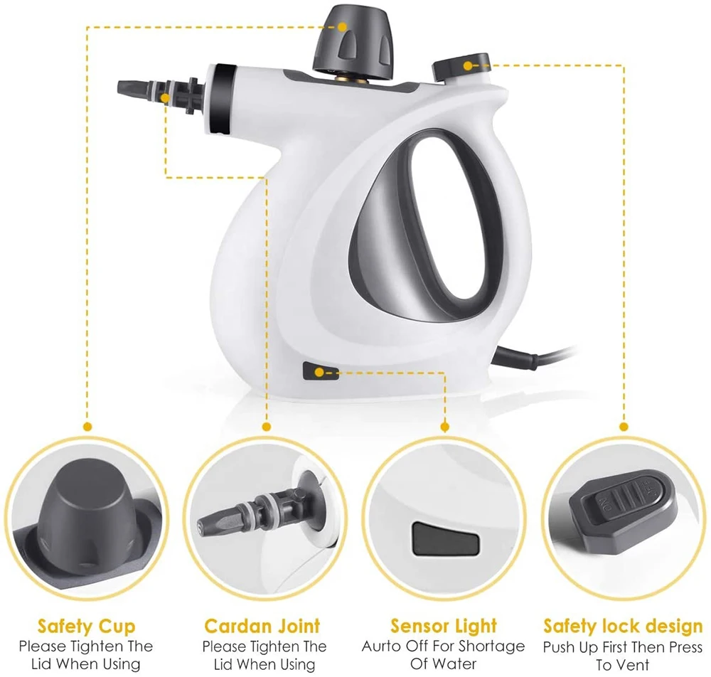 New Mini Handheld Professional Floor Industrial Steam Cleaner  With Attachments For Toilet Kitchen Vehicles Window Cleaning 5
