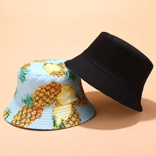 Для мужчин и женщин, для путешествий, летняя, с фруктовым принтом, Панама, для отдыха, двойное использование, защита, мягкий, смесь хлопка, модная, Пляжная, повседневная, портативная