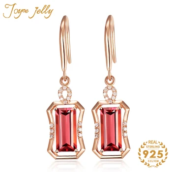

JoyceJelly 925 Silver Earrings for Women with Rose Gold Color Ruby Geometric Gemstone Women Fashion Jewelry Engagement Wholesale