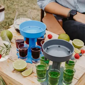 

6 Shot Glass Dispenser Revolving Wine Drinking Beer Bar Decanter Party Holder Liquor Dispenser Party Kitchen Tools