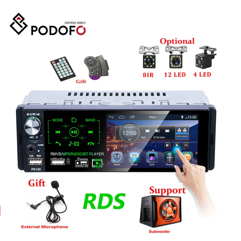 Автомагнитола Podofo 1 Din сенсорный экран 4 дюйма стерео мультимедийный mp5 плеер Bluetooth