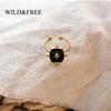 Vintage Geometric Rings For Women Stainless Steel Gold Plated Twisted Circle Black Enamel Rings Boho Jewelry Adjustable