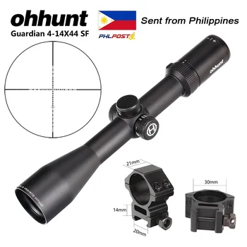 

ohhunt Guardian 4-14X44 SF Tactical Optical Sight Side Parallax Riflescope with 20mm Rail Rings for Hunting Shooting Rifle Scope