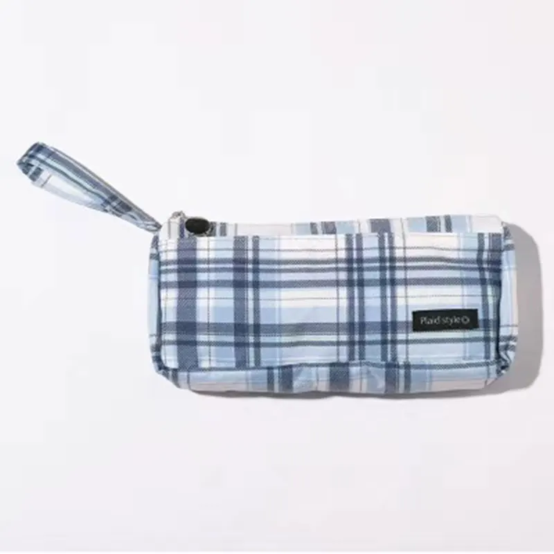 

Canvas Pencil Case Creative Large Capacity School Supplies Stationery Bag Lattice Pattern Zipper Bag For Student