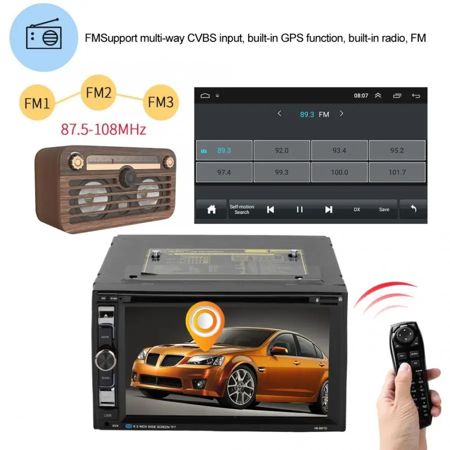autoradio 6.2inch Large-Screen Wifi Car Bluetooth GPS DVD Navigator Radio Player for Android 6.0 auto accessorie | Автомобили и