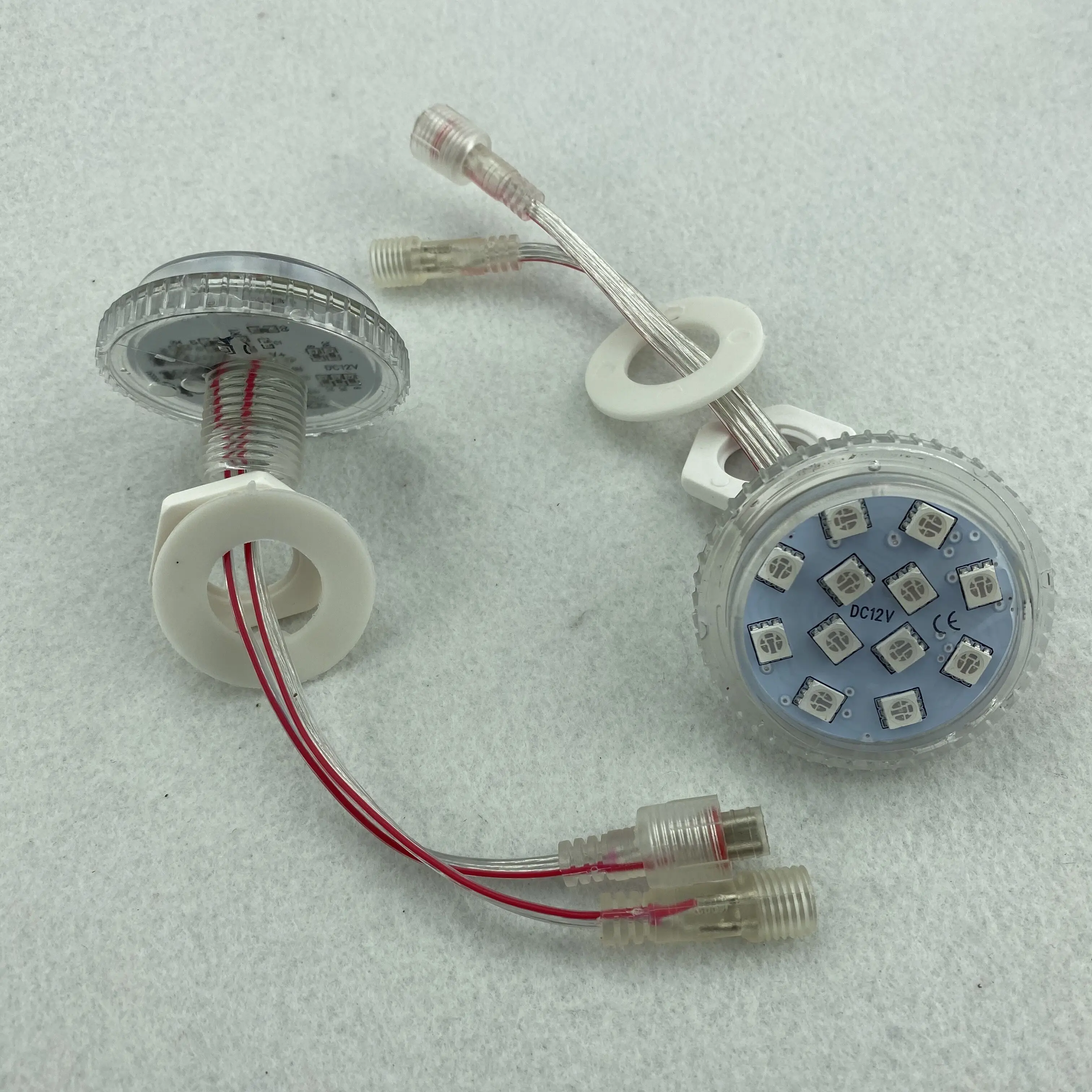주소 지정 가능한 45mm led 픽셀 빛, 픽셀 당 DC12V, 2.88W(12 led), IP65, UCS1903/WS2811, 투명 커버, 투명 방수 색소