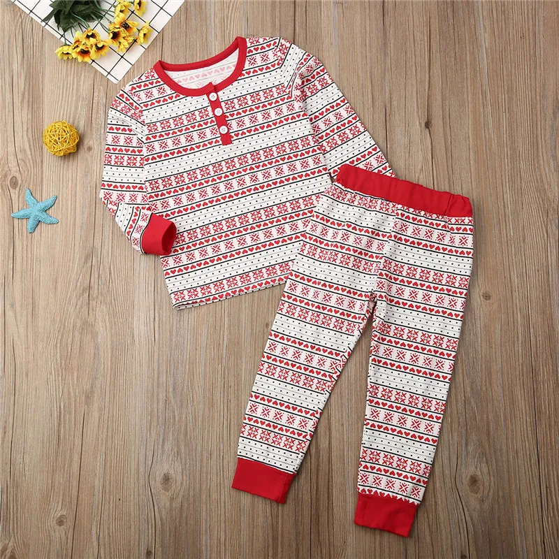 Новые рождественские пижамные комплекты для детей 2-8 лет, топы с длинными рукавами с изображением Санты для маленьких мальчиков и девочек+ штаны, комплект из 2 предметов, комплект одежды на Рождество, CL209 - Цвет: red