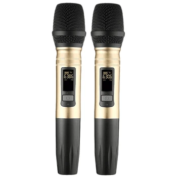 

ABKT-2Pcs/Set Ux2 Uhf Wireless Microphone System Handheld Led Mic Uhf Speaker With Portable Usb Receiver For Ktv Dj Speech Ampli