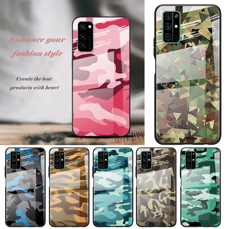Tempered Glass Cover Camouflage Army For Huawei Honor 30 20 10 9X 8X Pro Plus Lite Shockproof Shell Phone Case | Мобильные телефоны