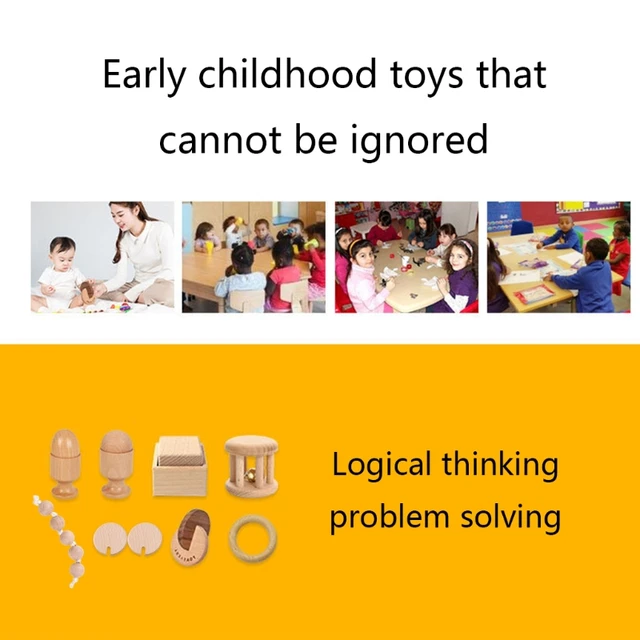 Newborn Infant Toys Wooden Object Fitting Exercise Hand Grasped Toy Egg Cup Cube Box Baby Bed Bell Rattle Vocal Gift 4