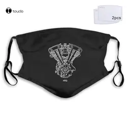 Classic Motorcycle Engine Fans Knucklehead, Panhead, Shovelhead, Evo Cool Face Mask Filter Pocket Cloth Reusable Washable