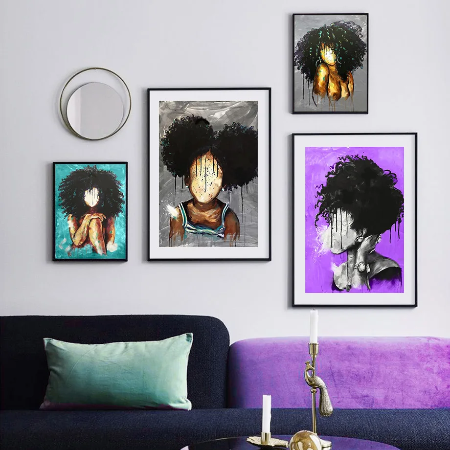 Abstract Blur Black Africa Girl Portrait Wall Art Canvas Painting Nordic Posters And Prints Wall Pictures For Living Room Decor
