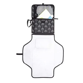 

1PC Diaper Change Mat Storage Bag Portable Foldable Waterproof Nappies Changing Pad (Black)