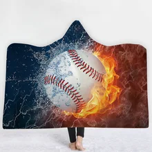 Одеяло с капюшоном 3D принт мячи для взрослых Детские шерпа флисовое Коралловое плюшевое одеяло носимые пледы одеяло для дома диван Манта