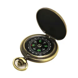 Boussole de Style montre de poche Portable, Vintage, en métal, à ouverture rabattable, outils de Navigation avec chaîne pour le Camping en plein air, 1 ensemble 