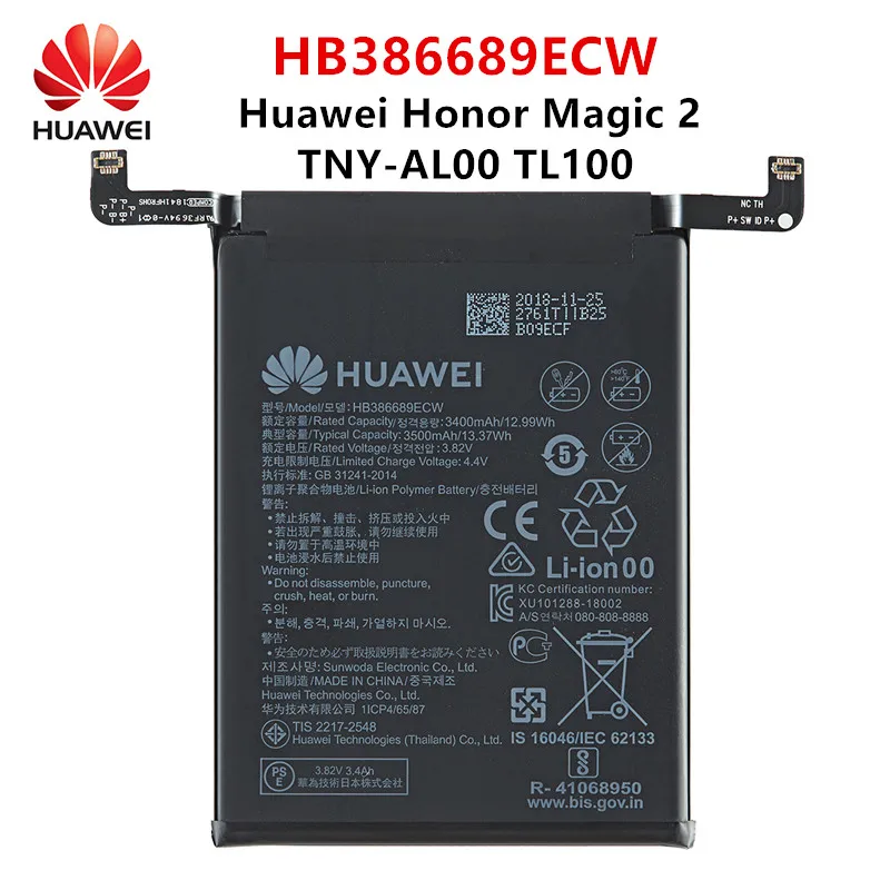 100% оригинал Huawei HB386689ECW 3500mAh аккумулятор для HUAWEI Honor Magic 2 TNY-AL00 TL100 Мобильный телефон